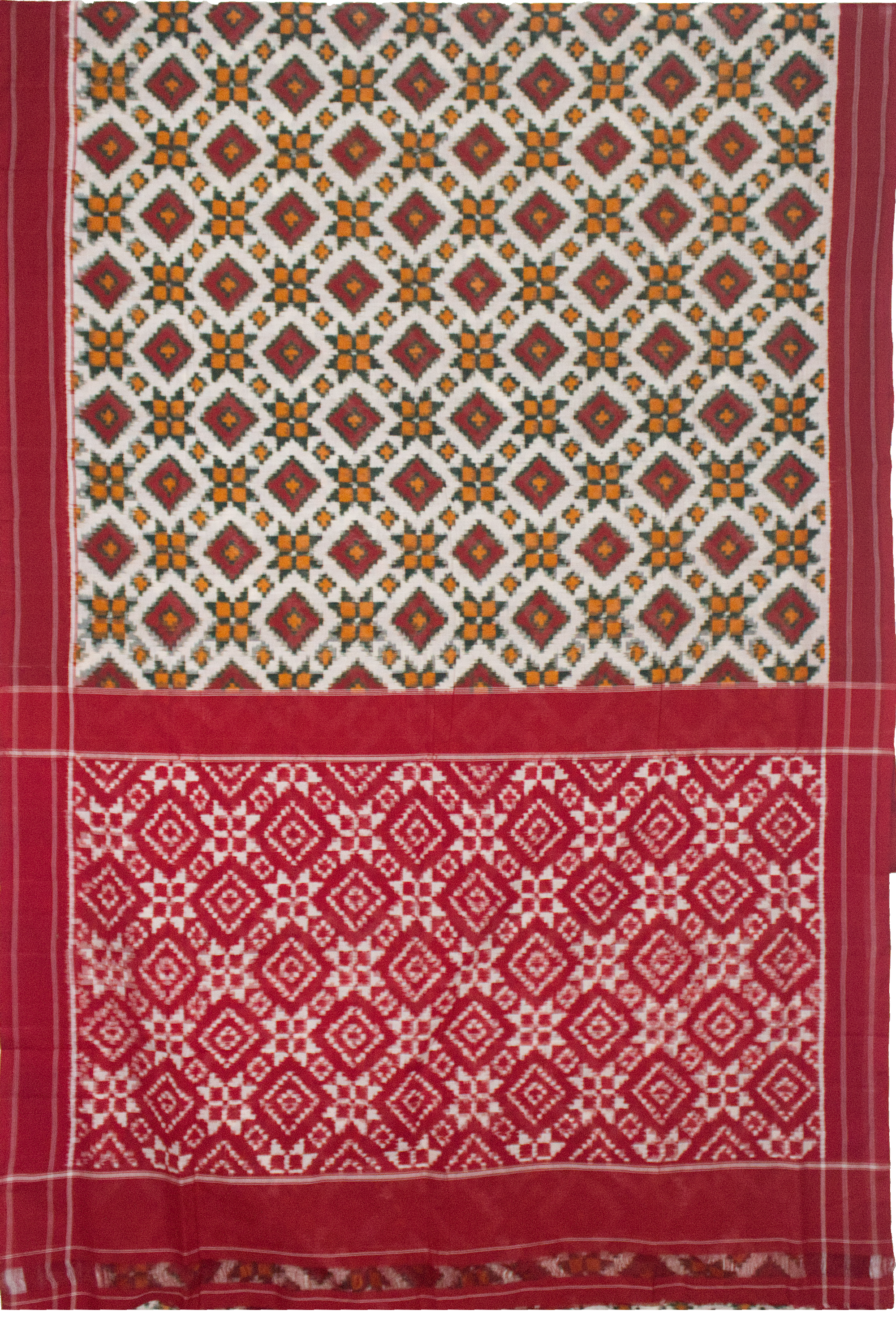 Red Handloom Cotton Pochampally Saree.