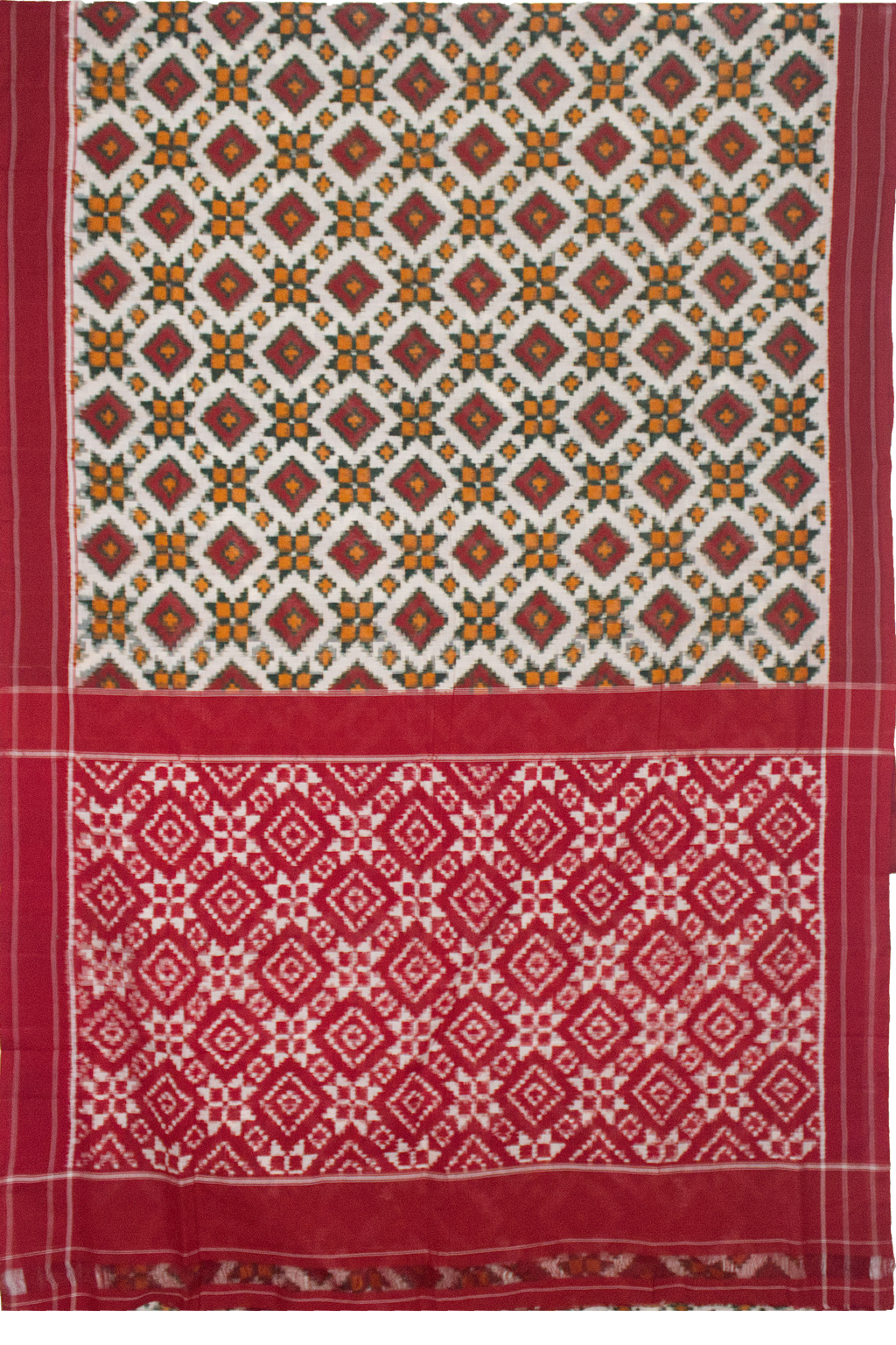 Red Handloom Cotton Pochampally Saree.
