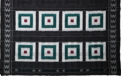 Jet Black & Ivory White Geometric Telia Rumal Double Ikat Cotton Dupatta