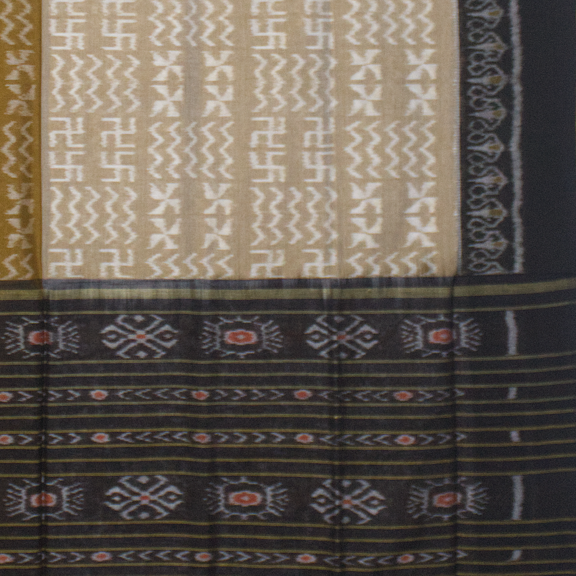 Green  Handloom Cotton Sambalpuri Saree.