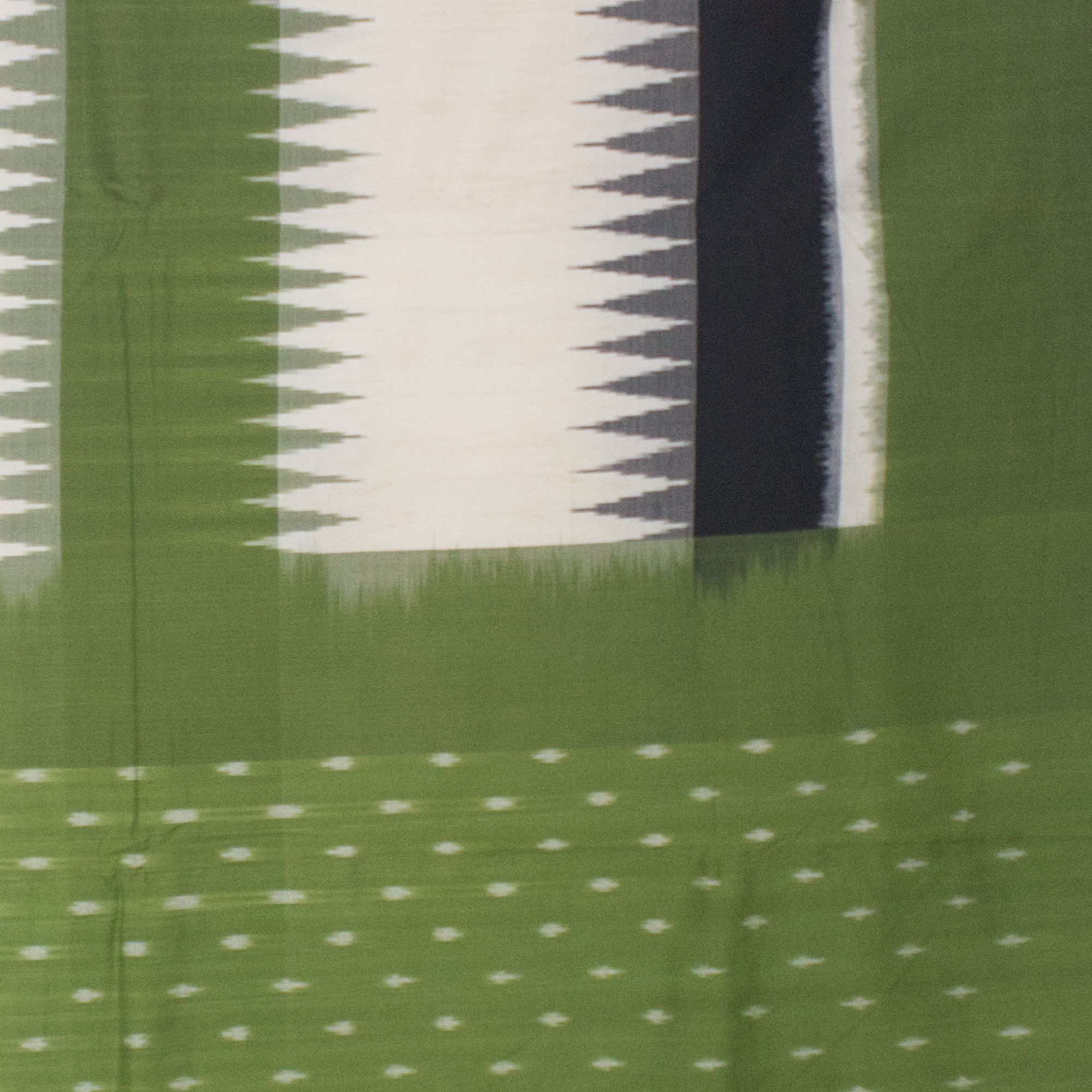 Green White Handloom Cotton Pochampally Saree.