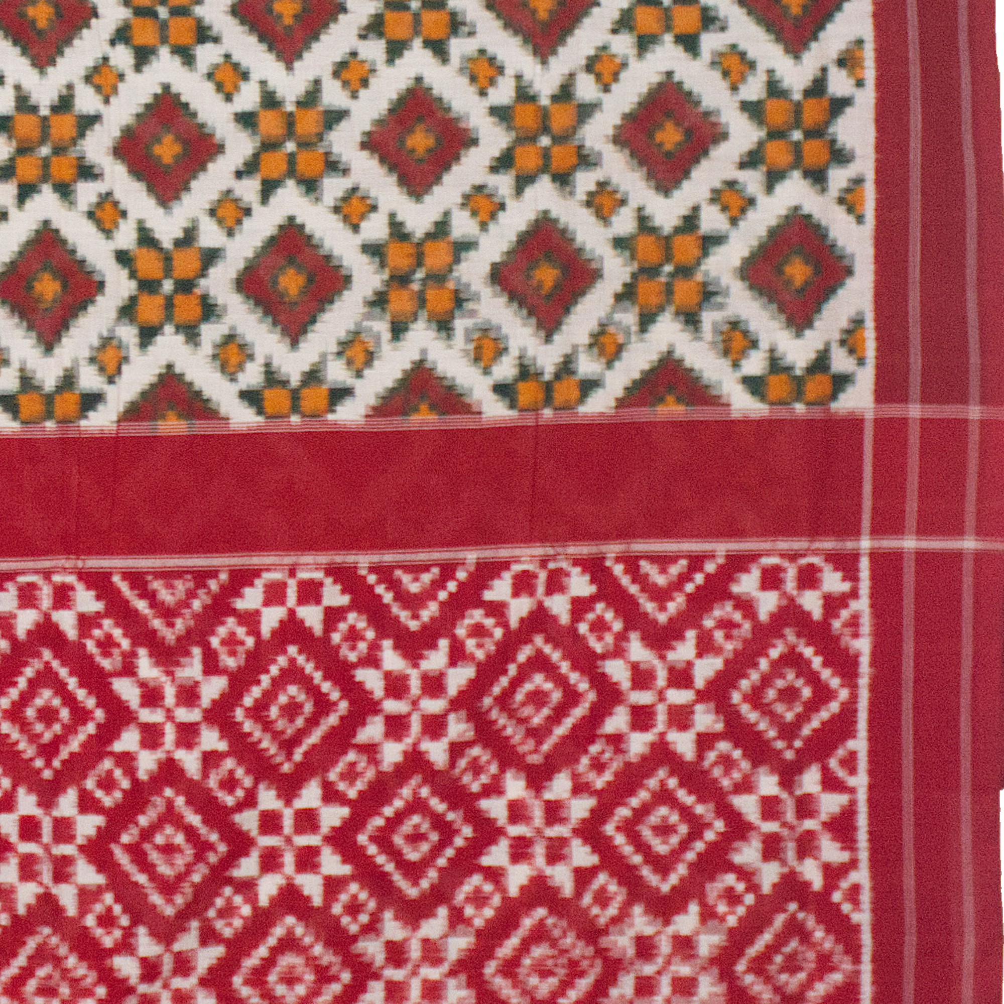 Red Handloom Cotton Pochampally Saree.